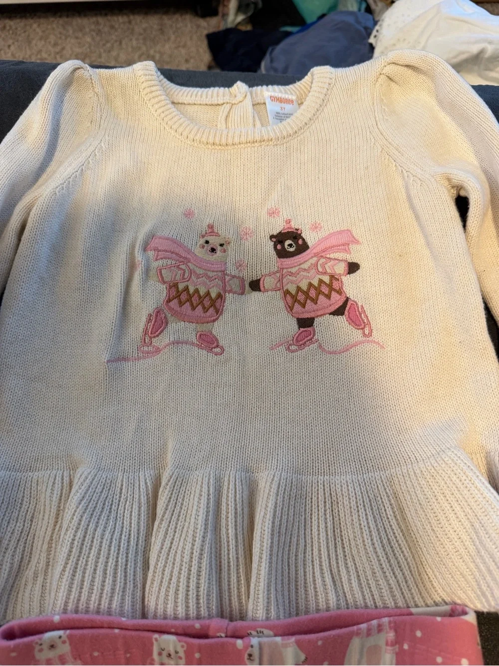 Gymboree Cream Sweater and Pink Polar Bear Leggings Set